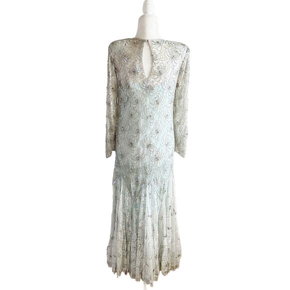 Vintage 1980’s Judith Ann Creations Beaded Gown Small Green - Picture 8 of 14